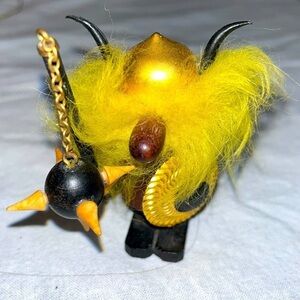 Vintage Miniature Denmark Wooden Viking 3.5" Yellow Hair  Hand Made